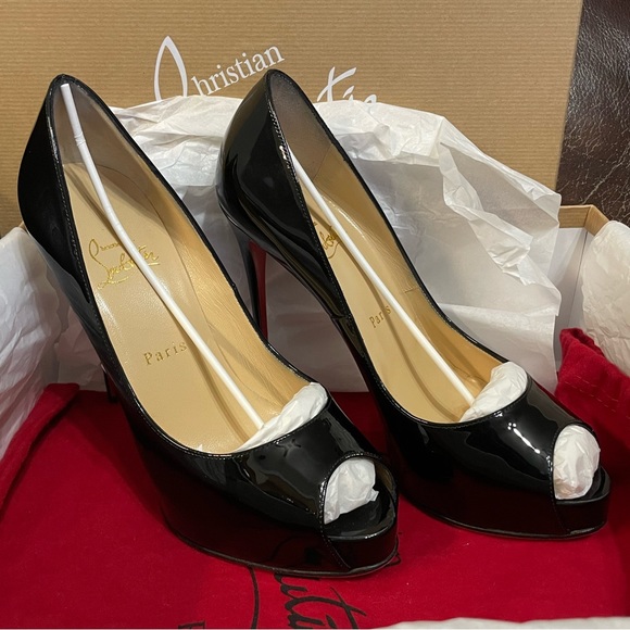 Christian Louboutin New Very Prive peep toe platform pump EU37 Mirror gloss pat. - Picture 2 of 12
